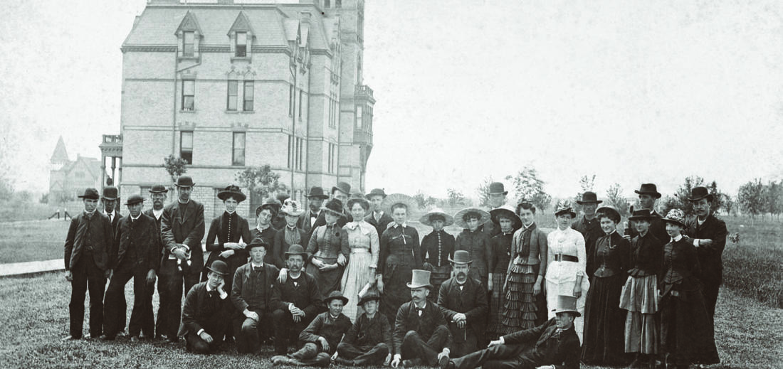 Old Main Building with 51 students in a historical image