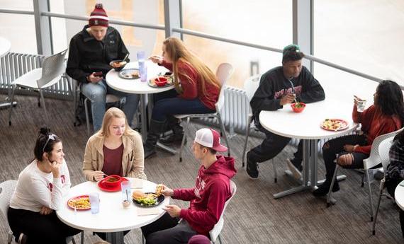 51 Students gathering on campus Bistro